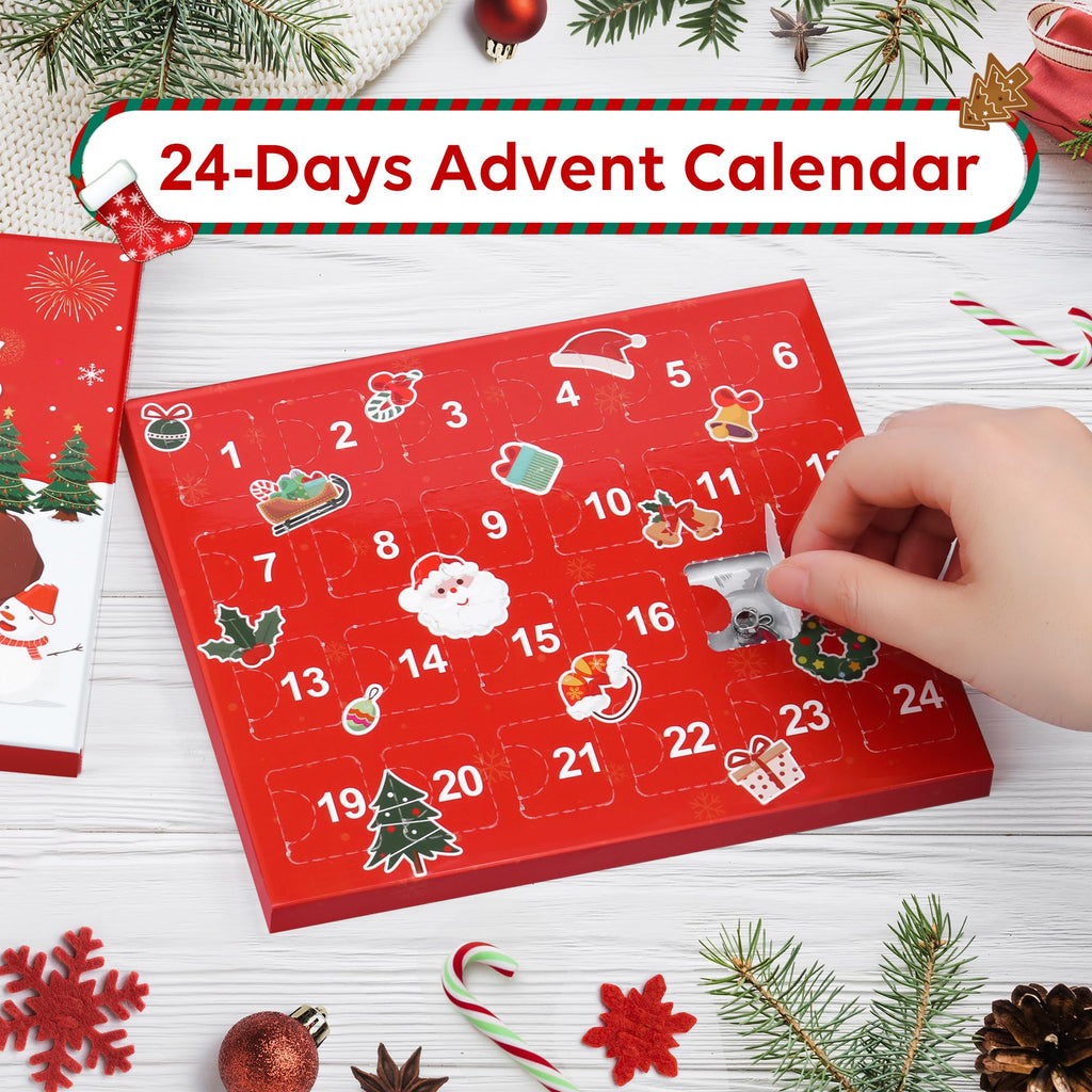 Christmas Advent Calendar Bracelets 2026 for Girls, 24 Days Xmas Countdown DIY Jewelry Kit with 22 Charm Beads and 2 Adjustable Bracelets Gift for Kids Teens Women