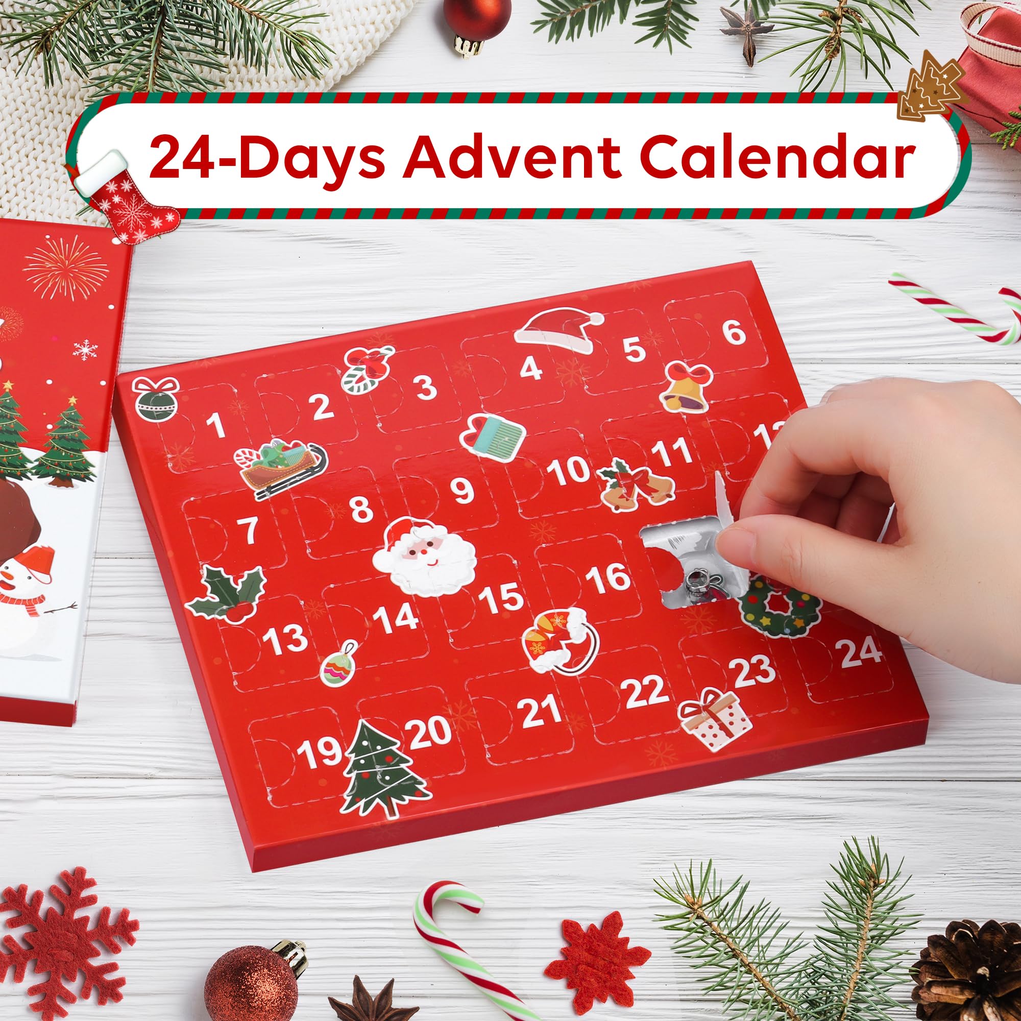 Christmas Advent Calendar Bracelets 2026 for Girls, 24 Days Xmas Countdown DIY Jewelry Kit with 22 Charm Beads and 2 Adjustable Bracelets Gift for Kids Teens Women