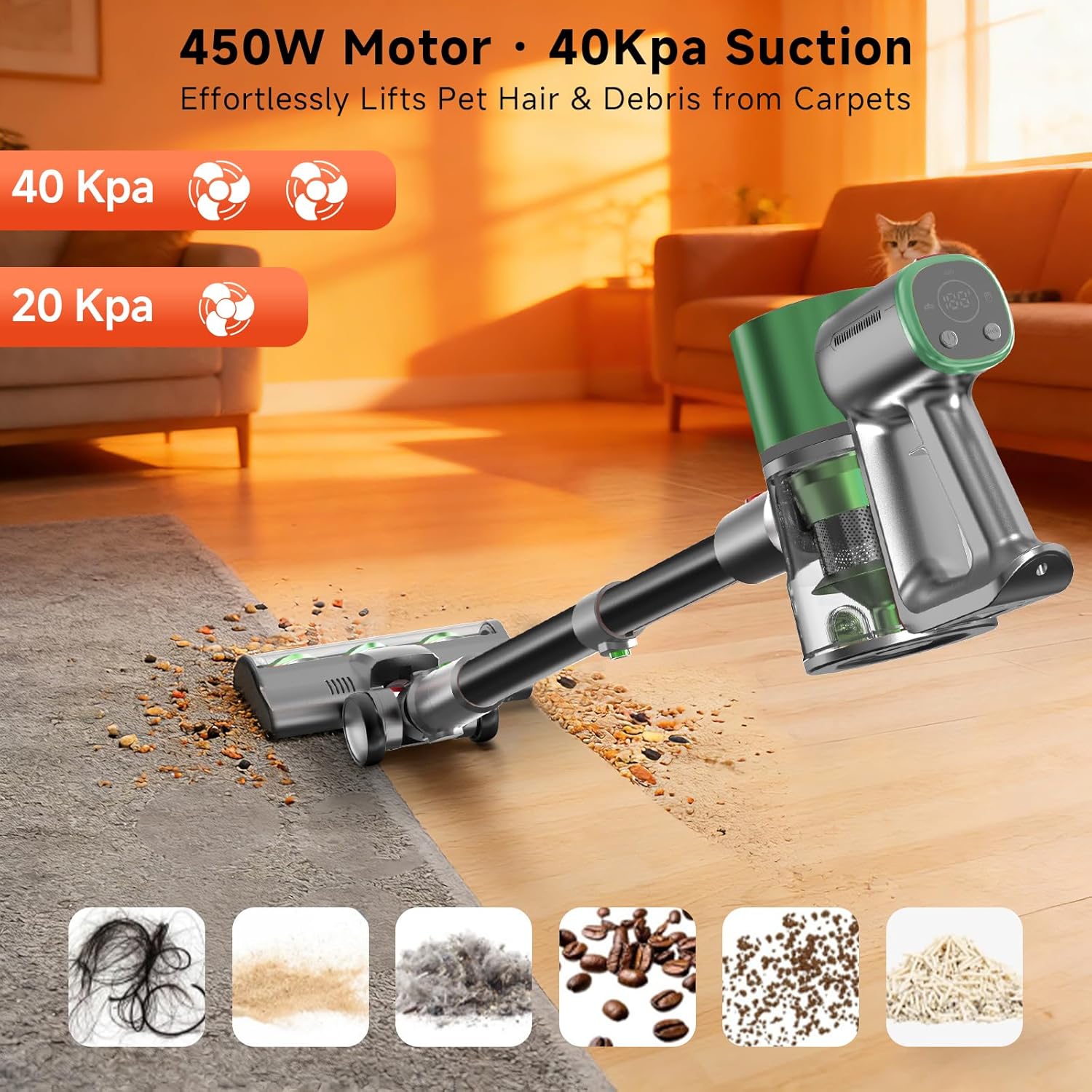 Skiennix Cordless Stick Vacuum Cleaner - Lightweight Handheld Design with 45min Battery Life | Ideal for Pet Hair & Hardwood Floors