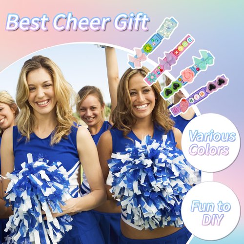 100 Set Cheer Pins Spirit Clips Cheerleader Wooden Clothes Pins for Backpack DIY Cheer Pin Decorations Cheer Gift Bulk for Team with Resin Animal Bow Eyeglass Flower Sticker (100, Cheer Set)
