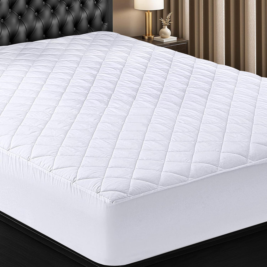 Utopia Bedding Quilted King Size Mattress Pad - Deep Pocket Protector, Machine Washable (White)