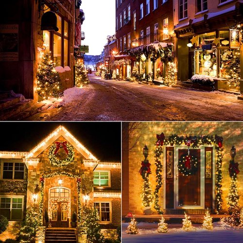 BrizLabs Clear Christmas Lights - 300 Count Warm White String Lights | 69.6ft Indoor/Outdoor Decor
