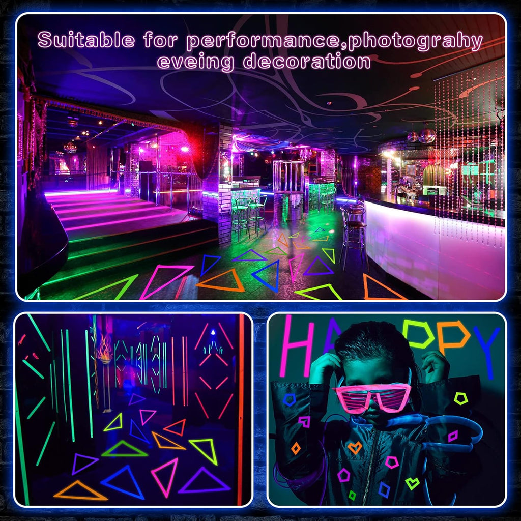 Whaline Neon Gaffer Cloth Tape - Fluorescent UV Blacklight Tape for Parties | 0.6 Inch x 16.5 Feet