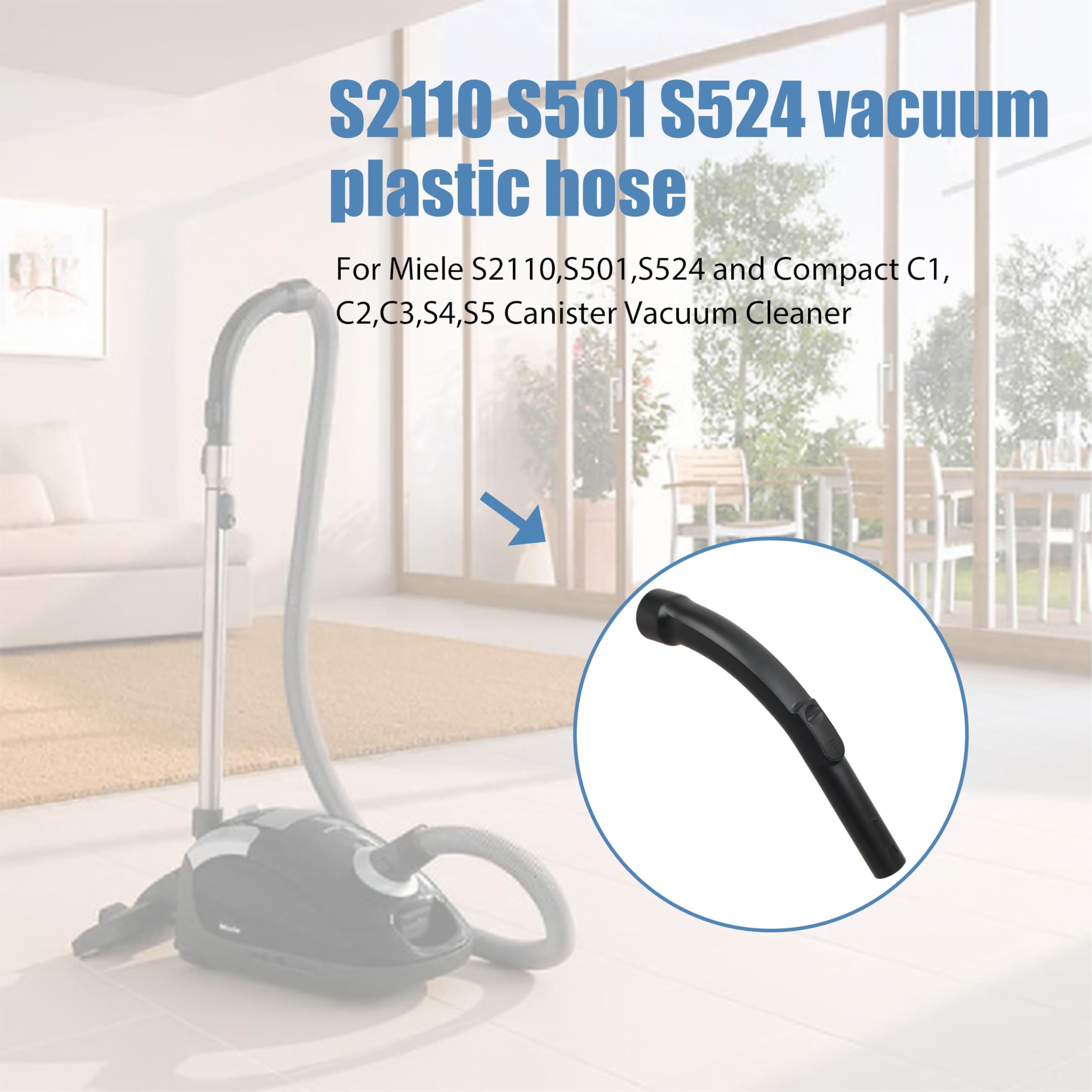 Shinelan S2110 S501 S524 Replacement for Miele Vacuum Plastic Bent End Hose,Replacement Part 5269091 Compatible with Miele Compact C1, C2, C3 S4,Canister Vacuum Cleaner