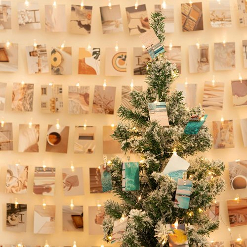 LUSHARBOR Fairy String Lights - 33FT Battery Operated with 51 Photo Clips for Room Decor | Clear Clips