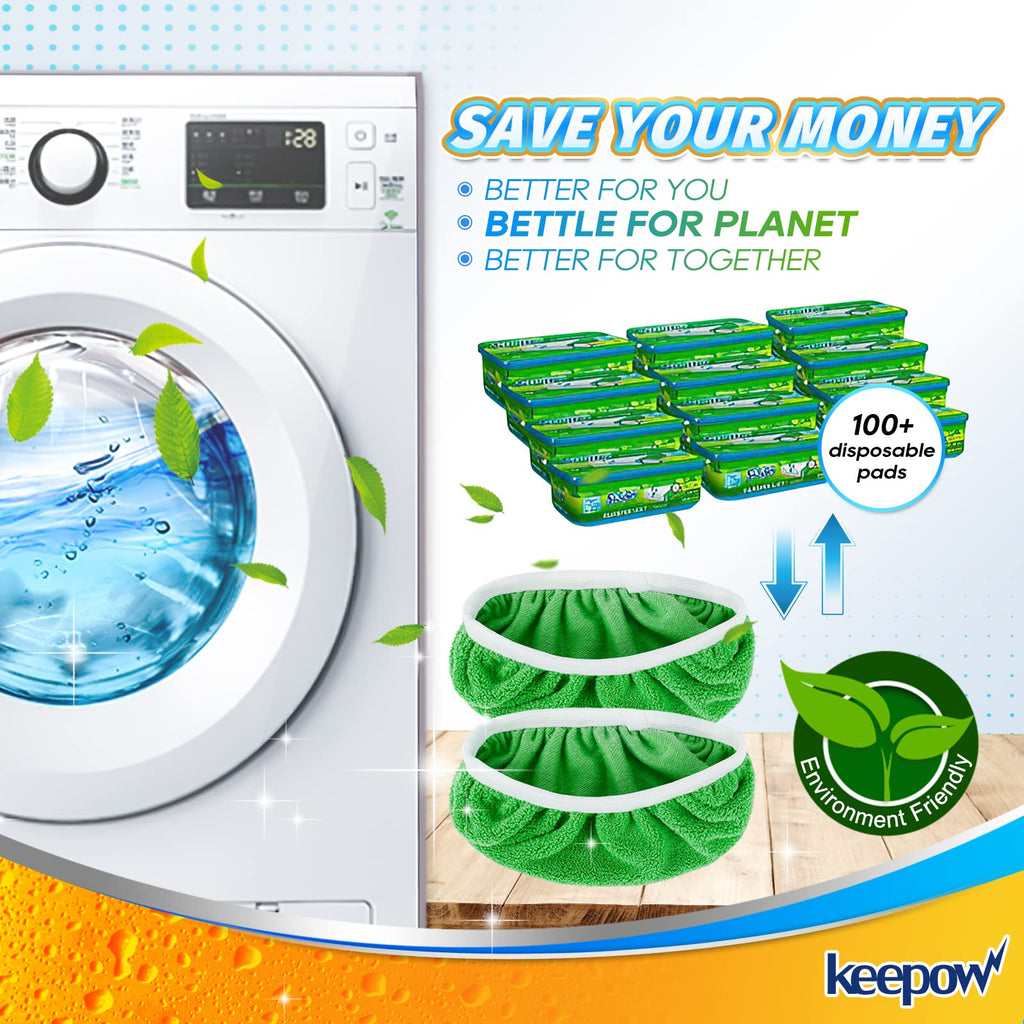 KEEPOW Reusable Mop Pads Compatible with Swiffer Sweeper Mop, Dry Sweeping Cloths for Swiffer Pads, 8 Pack Washable Microfiber Wet Mopping Cloth Refills for Surface/Hardwood Floor Cleaning