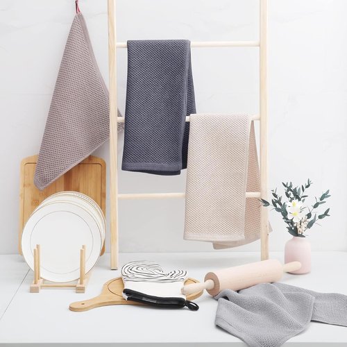 Homaxy Kitchen Dish Towels - 100% Cotton Waffle Weave, Ultra Soft & Absorbent, 13 x 28 Inches, 18-Pack, Mixed Colors