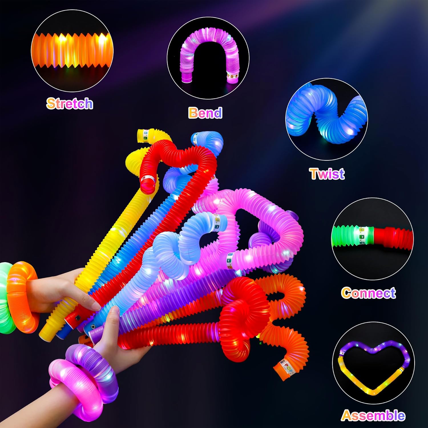 UrChoice Glow Sticks - 32PCS LED Pop Tubes & Glow Necklaces | Fun Party Favors for Birthdays & Weddings