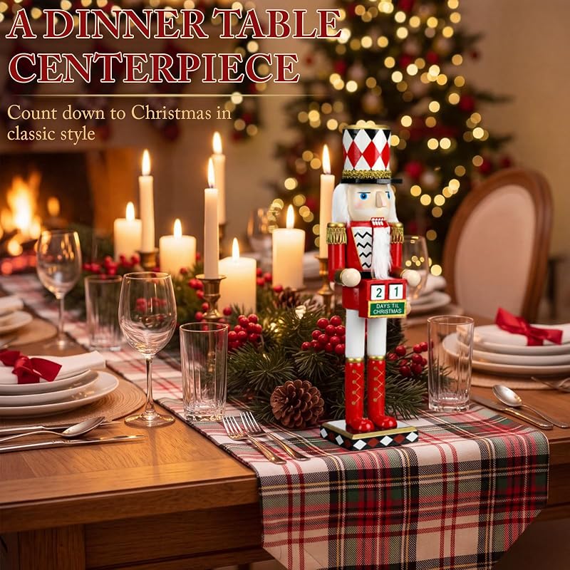 RattanView 15-inch Wooden Nutcracker Advent Calendar
