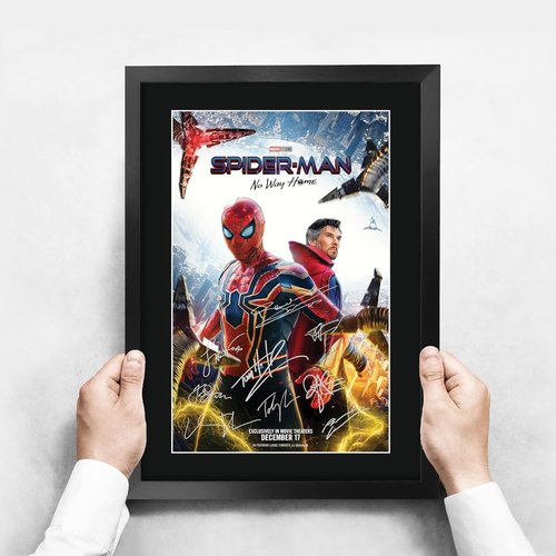 HWC Trading Spider-Man Movie Poster - Tom Holland Signed 16" x 12" Framed Autographed Print