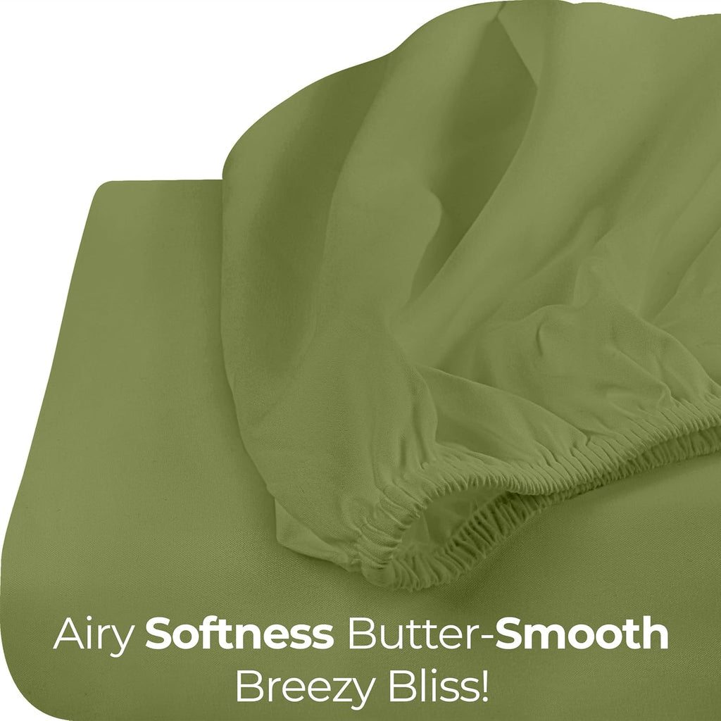 Utopia Bedding Queen Fitted Sheet - Deep Pocket Soft Microfiber - Olive Color, Fade Resistant & Easy Care
