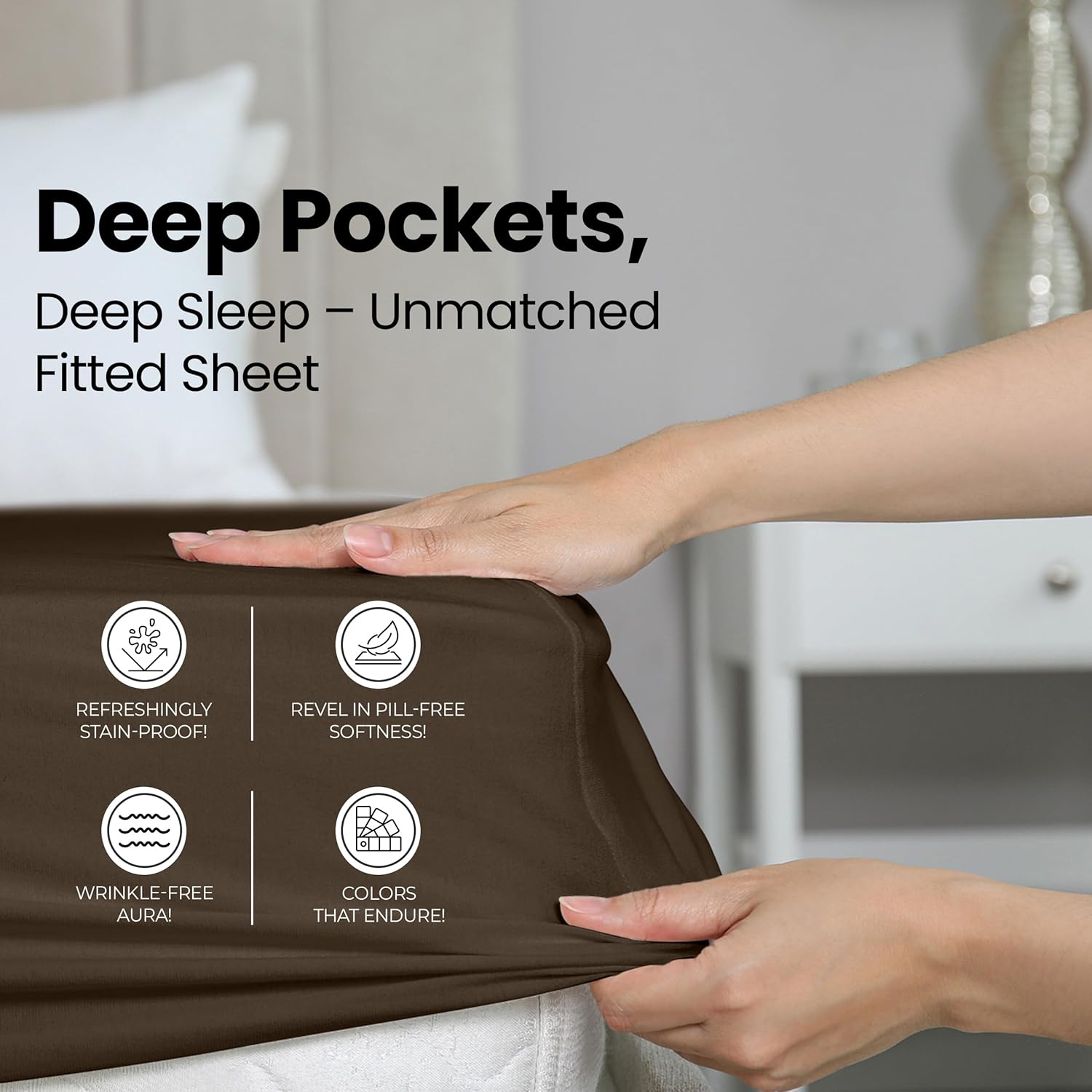 Utopia Bedding Queen Fitted Sheet - Deep Pocket Microfiber - Soft, Shrinkage & Fade Resistant - Brown