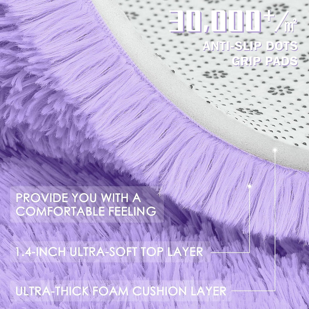OLANLY Runner Rugs - Soft, Machine Washable Shaggy Design for Hallway & Bedroom | Light Purple 2x6 ft