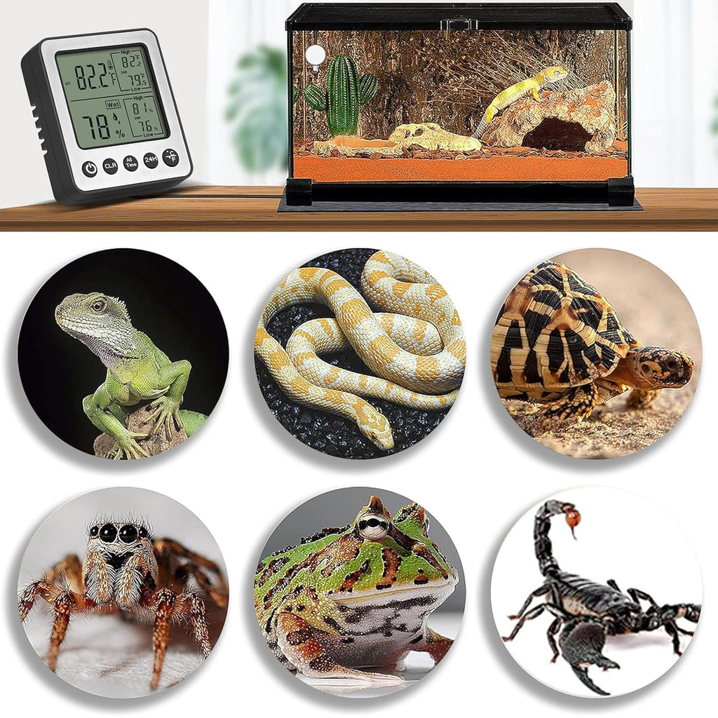 ZZ20 Digital Refrigerator Freezer Thermometer - Extra Sensor Reptile Hygrometer with Max/Min Memory