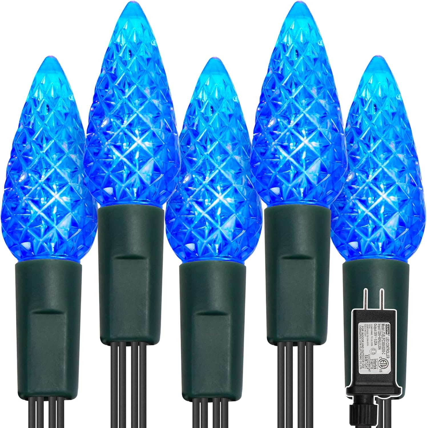 Waterglide C6 Christmas Lights - 33ft 100 LED Faceted String Lights | Waterproof Green Wire with 8 Modes for Indoor/Outdoor Decor