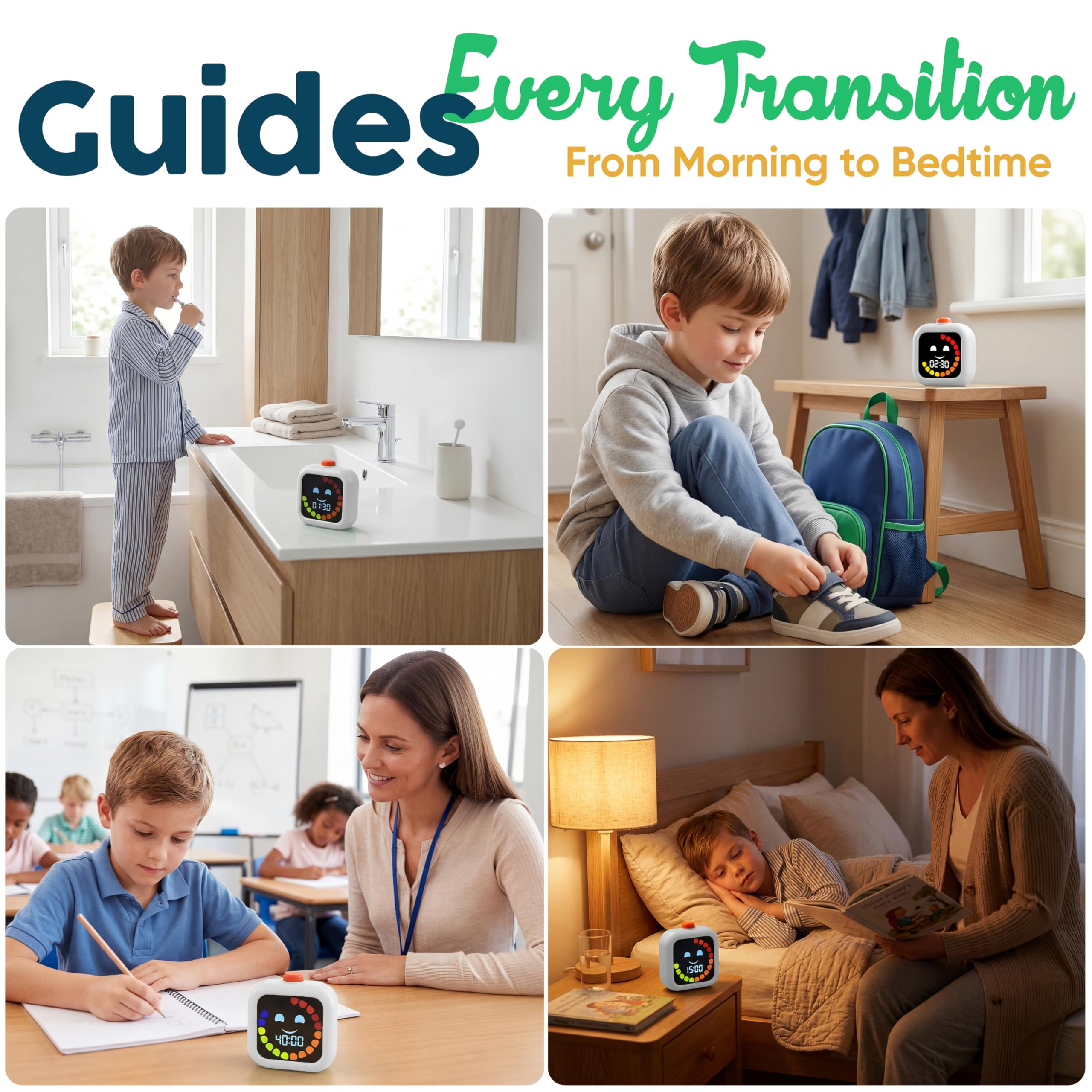 Digital Visual Timer for Kids - Rechargeable, Silent Count Up/Down for Calmer Routines - 99 Min Countdown Kids Timer for Classroom, Home & Therapy - Builds Focus & Independence