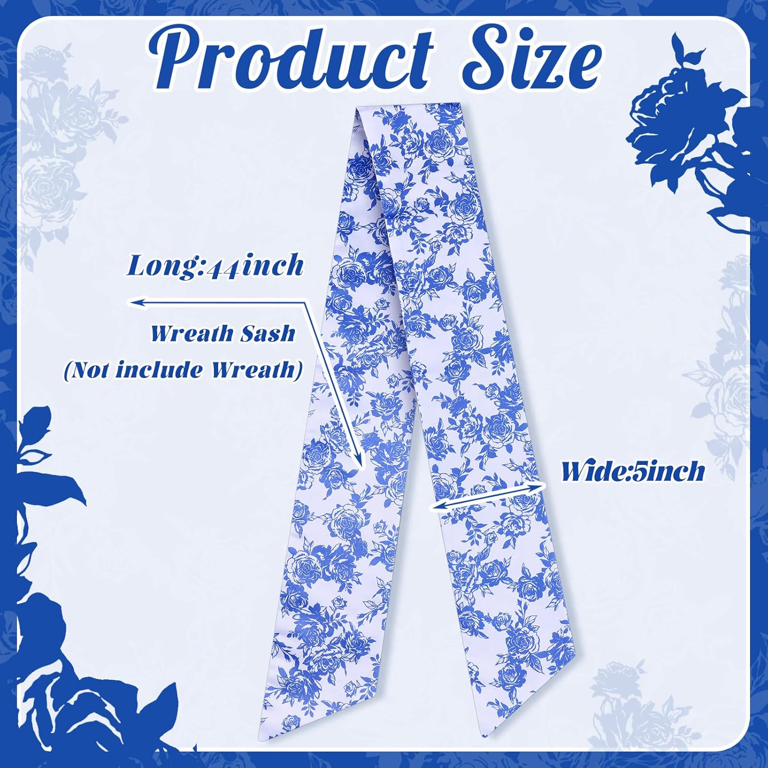 VitalCozy Floral Wreath Sash - Elegant Satin Ribbon for Embroidery Monogram | Indoor/Outdoor Decor