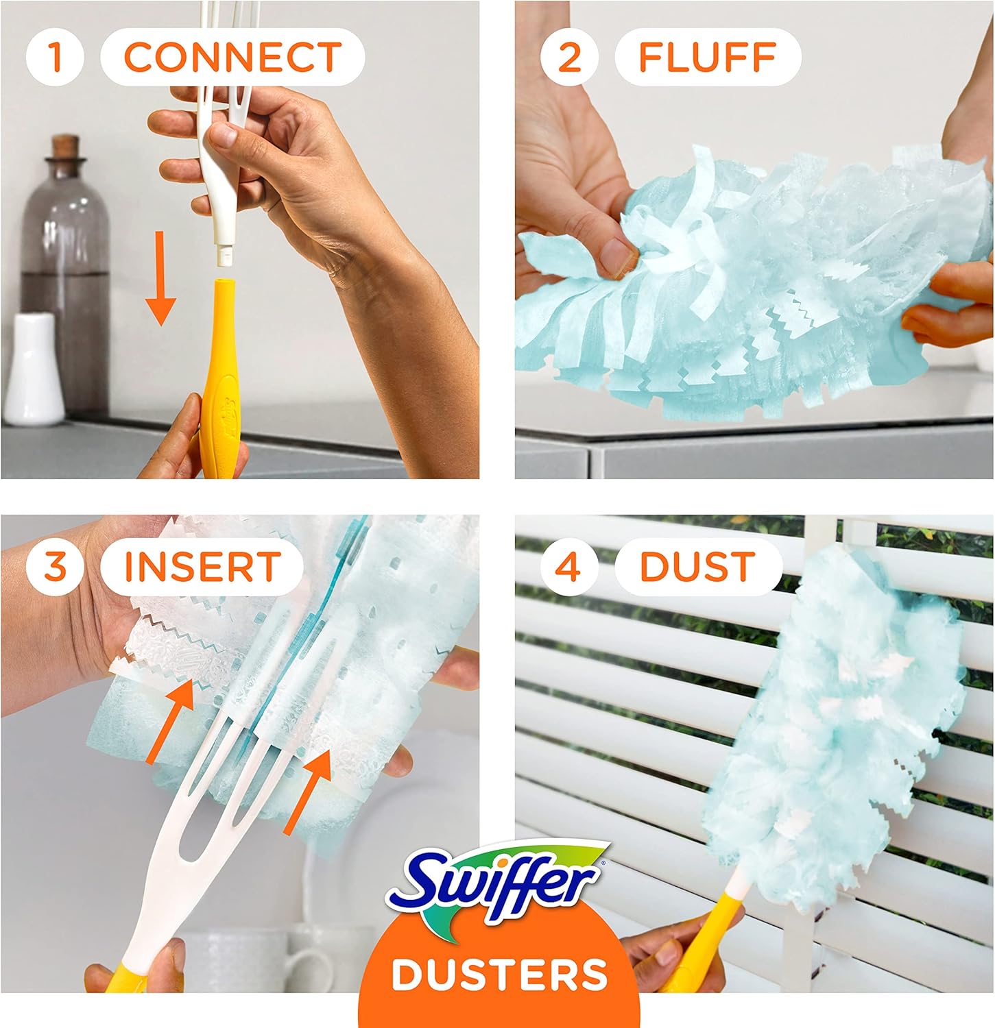 Swiffer Dusters Starter Kit - Includes 1 Handle & 5 Reusable Dusters for Easy Cleaning