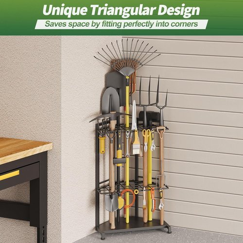 Heavy Duty Metal Garden Tool Organizer - 34 Storage Compartments & 14 Hooks for Shed or Garage