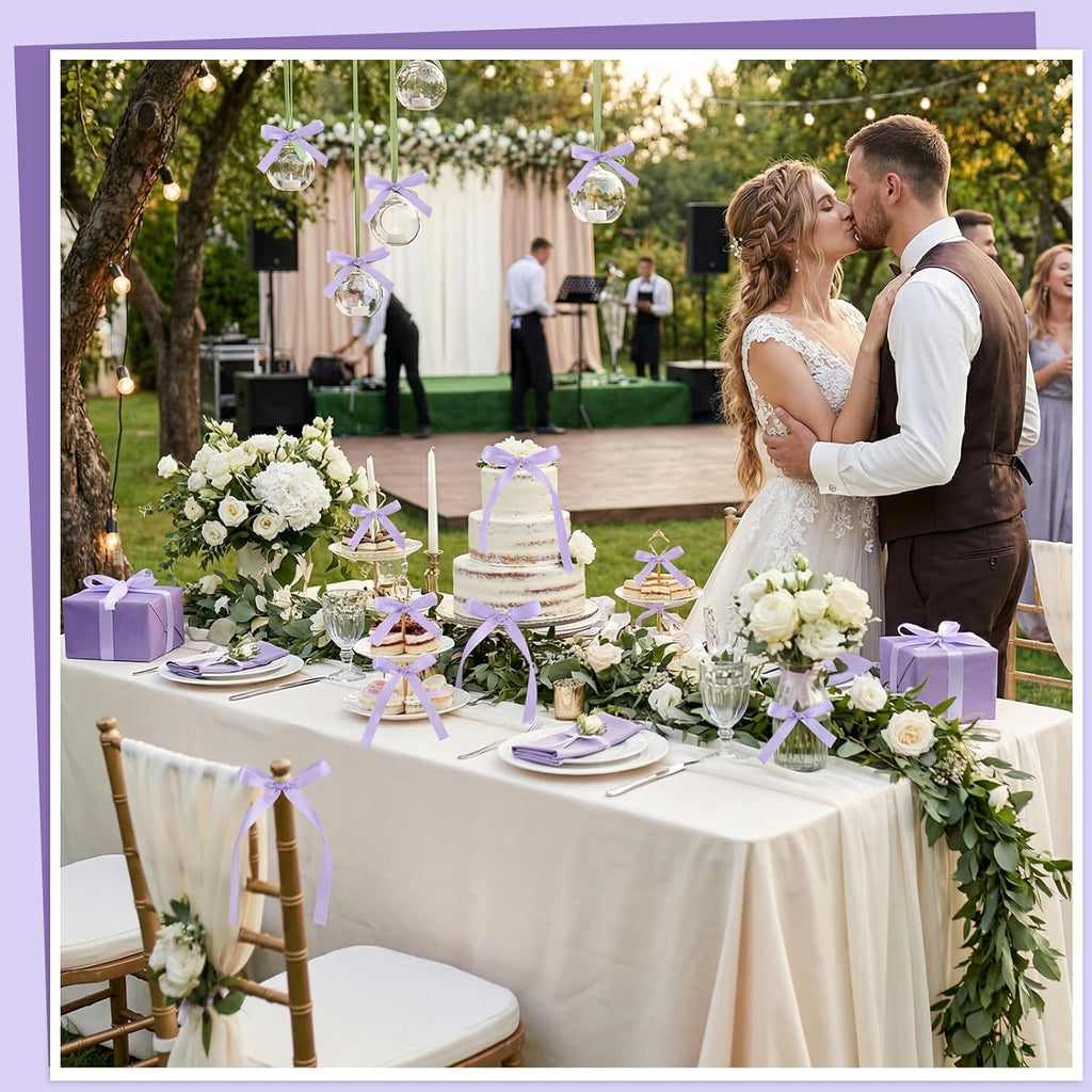 Skiennix 30 Pack Bow Cake Toppers - Purple Ribbon Bows for Weddings & Celebrations | Perfect for Birthdays & Baby Showers