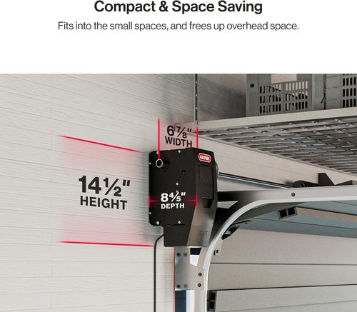 Genie 6072H-B Wall Mount Garage Door Opener - Space-Saving Design with Battery Backup