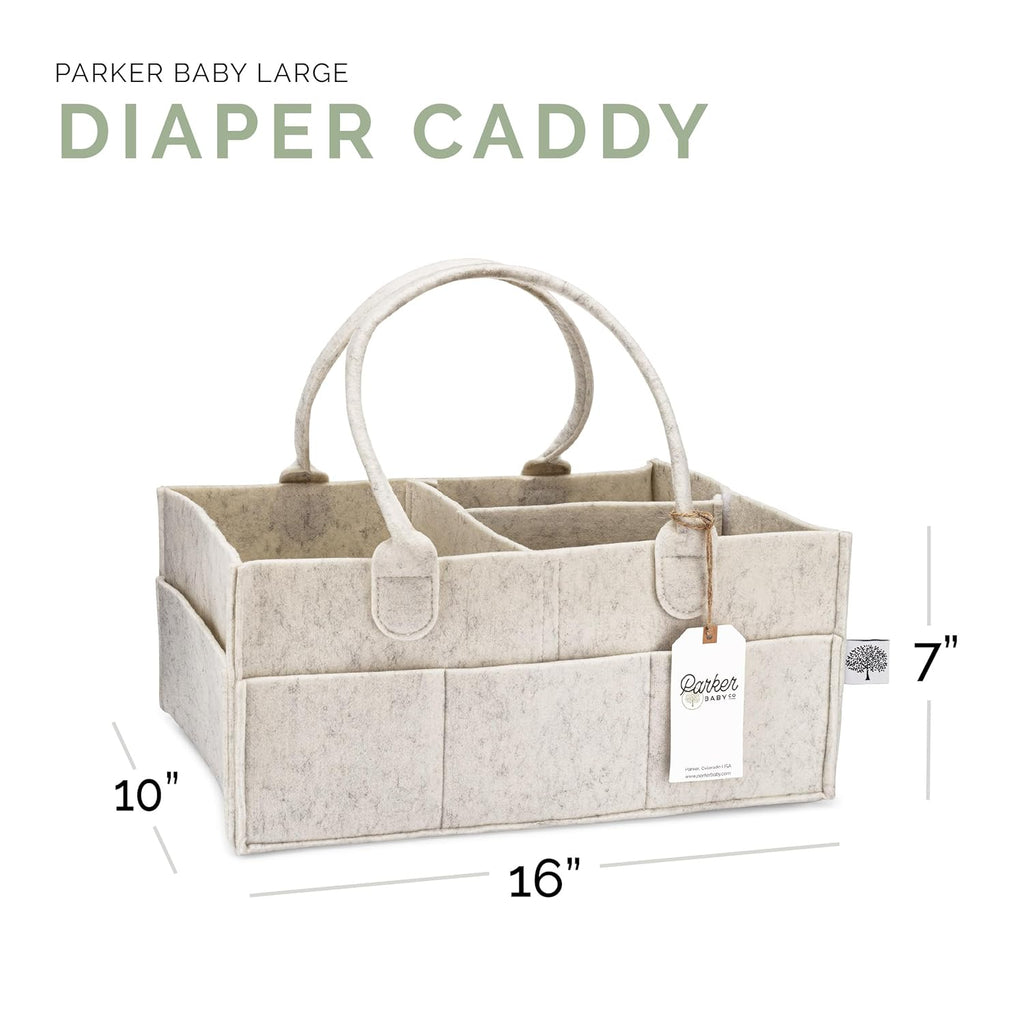 Parker Baby Diaper Caddy - Large Nursery Storage Bin & Car Organizer for Diapers | White