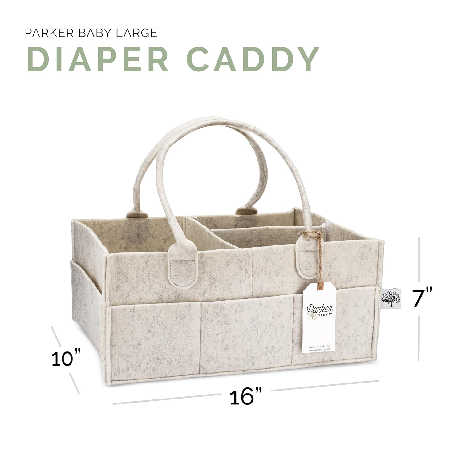 Parker Baby Diaper Caddy - Large Nursery Storage Bin & Car Organizer for Diapers | White