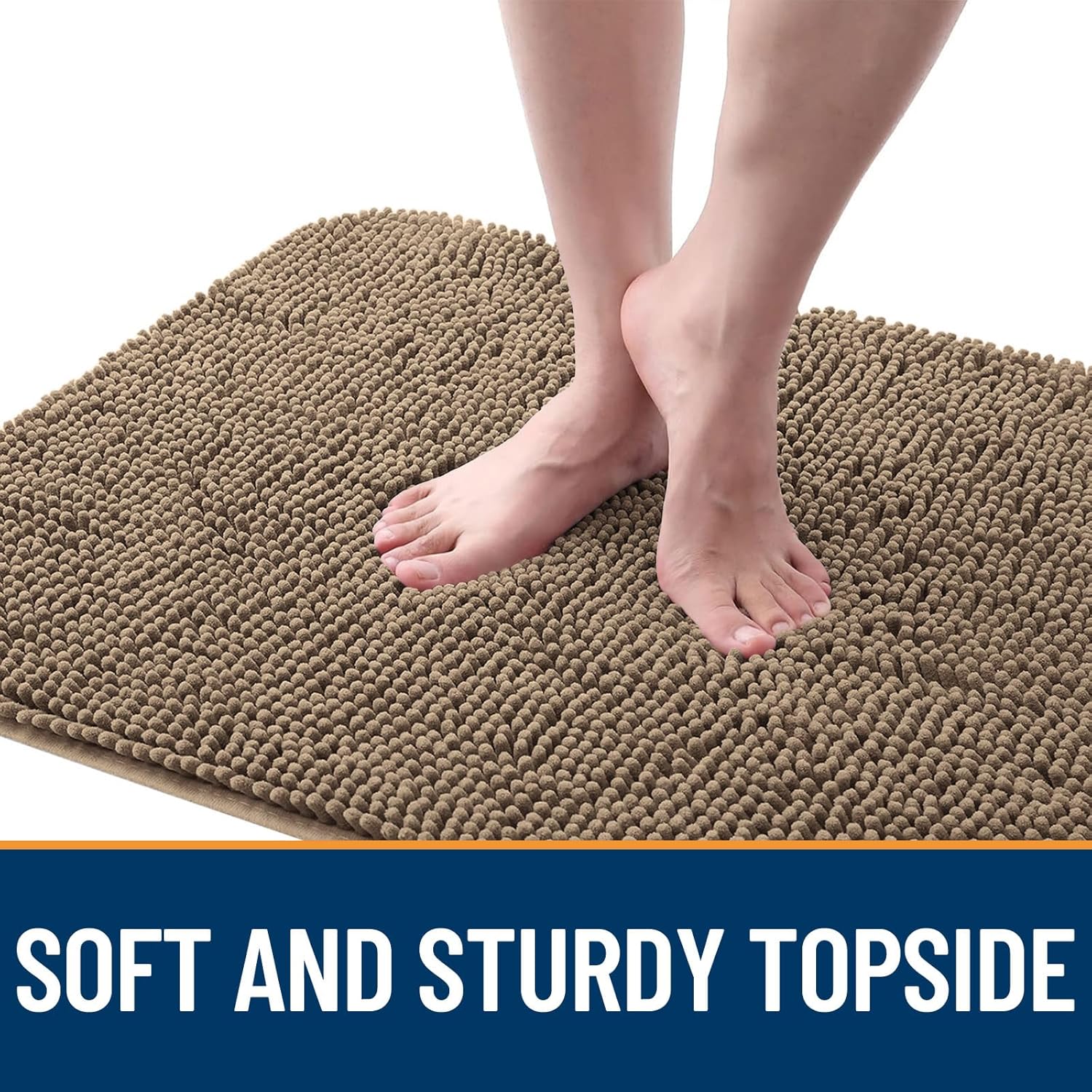 OLANLY Dog Door Mat - Absorbent Non-Slip Chenille Mat for Muddy Paws | 48x30 Inches, Tan