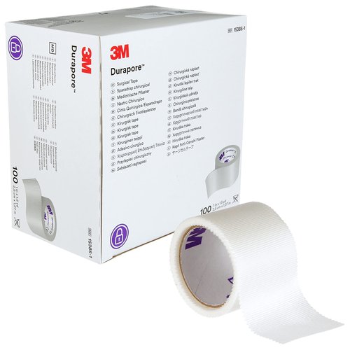 3M Durapore Surgical Tape 1" x 1.5 Yd 1538S-1, 1 Box, 100 Rolls/Box