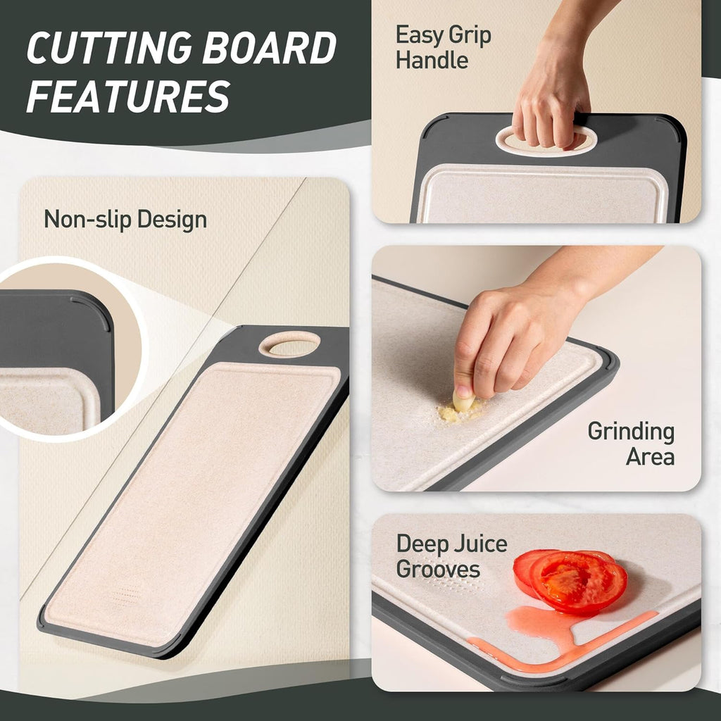 Stainless Steel Cutting Board - Non-Toxic Double-Sided Kitchen Chopping Board for Meat & Vegetables | Large Size 16”L x 11”W