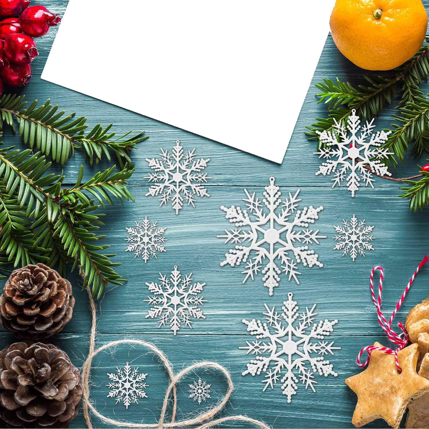 Tmflexe White Snowflake Ornaments - 110 Pieces for DIY Christmas Decorations | Assorted Sizes