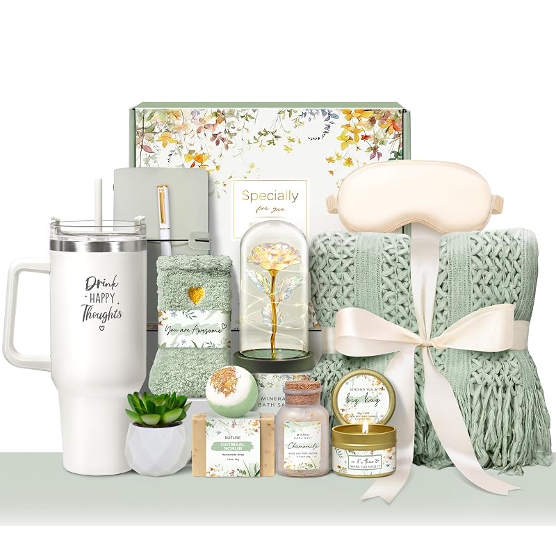 Birthday Gift Basket for Women - 13 Items Care Package, Green Variation
