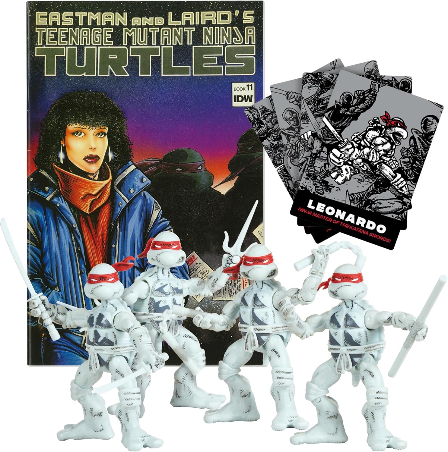 Playmates Toys Teenage Mutant Ninja Turtles Comic Book Figures - Black and White Edition with Comic Book