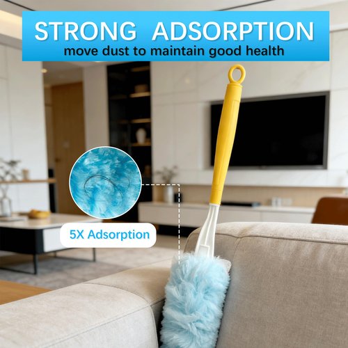 50 Count Duster Refills for Swiffer Dusters with 2 Handle, 360° Heavy Duty Duster for Swiffer Duster Refill,4X Microfibers Disposable Duster Refills Kit for Cleaning Home, Office, Corners, Blinds