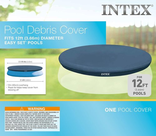 INTEK 28022E Pool Cover - Durable Protection for 12ft Round Easy Set Pools | Includes Rope Tie & Drain Holes