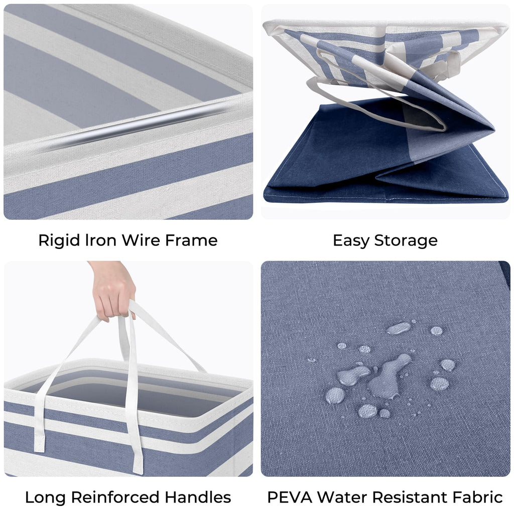 HomeHacks 2 Pack Large Laundry Baskets, Waterproof, Freestanding Laundry Hampers, Collapsible Clothes Hamper with Reinforced Handles in Laundry, College Dorm, Bathroom, Bedroom (Blue+Pink, 75Lx2)