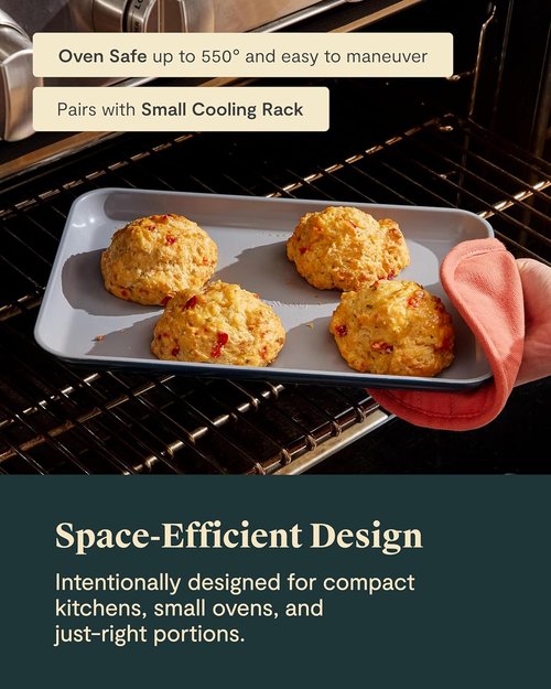 Caraway Nonstick Ceramic Baking Sheet - Non-Toxic, PTFE & PFOA Free - 9x13” Oven Safe Mini Pan - Slate