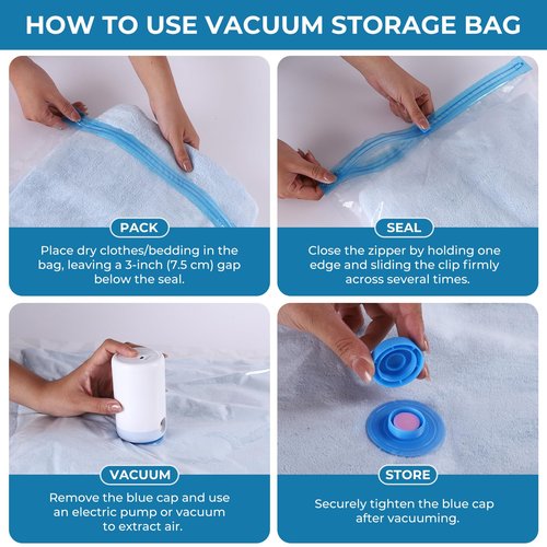 Vacuum Bags for Travel with Portable Electric Pump, 8 Pack Vacuum Seal Bags for Luggage and Suitcase Compression, Space Saver Vacuum Storage Bags for Clothes and Clothing Travel