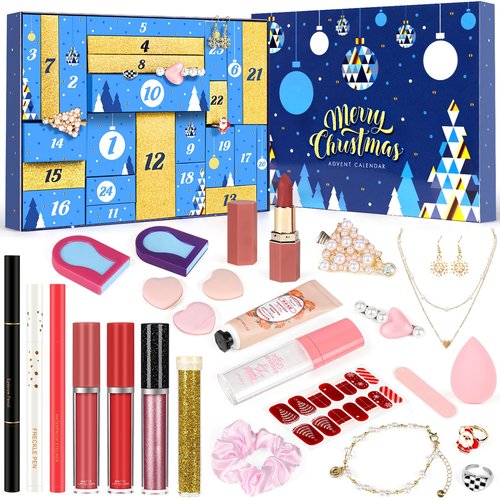 Oisacirg Makeup Advent Calendar 2025, 24 Days Beauty Advent Calendar for Girls Christmas Holiday Countdown Calendar Full Makeup Kit Gift for Teens Girls, Women, Christmas Surprise Gift Box