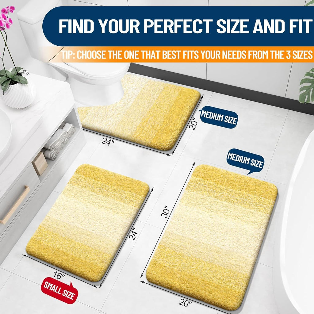 OLANLY Bathroom Rugs - Extra Soft Microfiber Mat, Quick Dry & Machine Washable, 30x20, Yellow