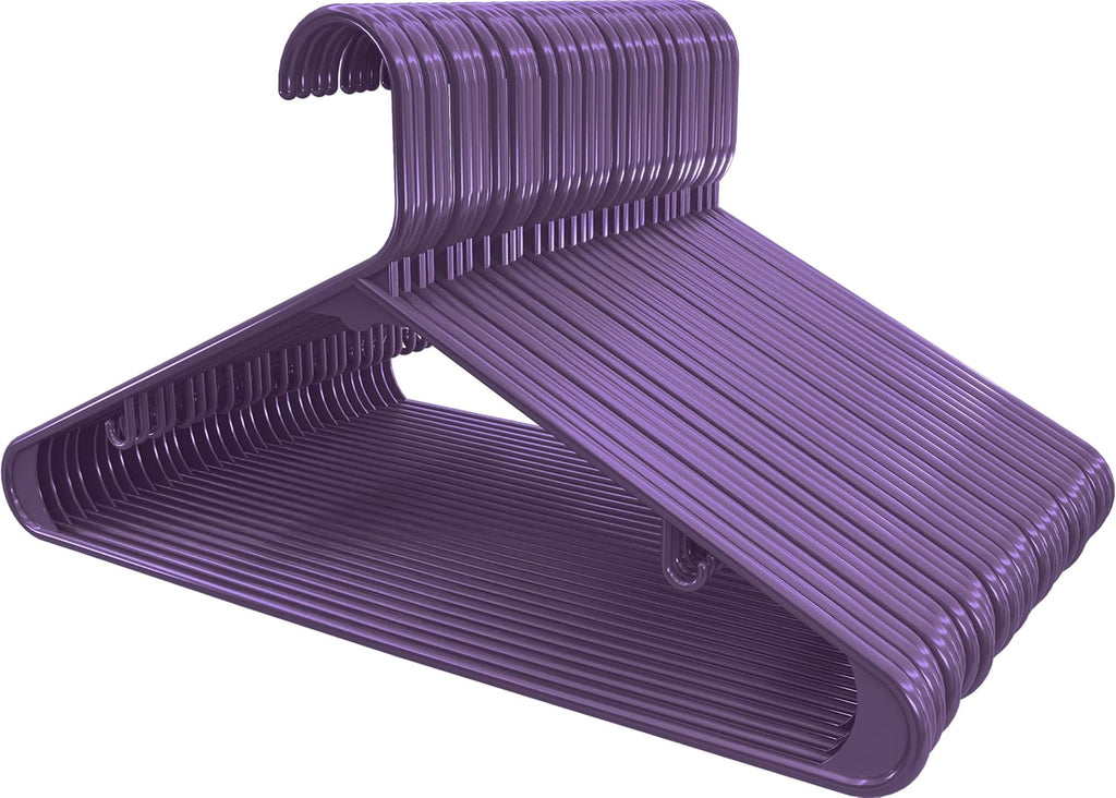 Utopia Home Plastic Hangers 50 Pack - Durable Space-Saving Clothes Hangers - Heavy Duty Purple Design