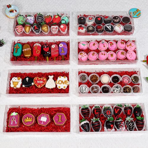 SLShePack 24PCS 12x5x2 Inches Clear Treat Boxes for Chocolate Covered Strawberries, Cocoa Bombs, Donuts, Muffins, Pastries, Bakery, Cookie, Macaron, Gift Boxes for Party Favors
