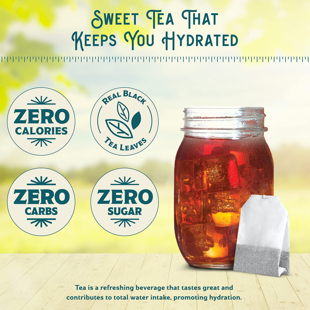 Southern Breeze Hot Brew Sweet Tea Original Iced Tea with Black Tea and Zero Carbs Zero Sugar, 22 Family Size Tea Bags, Pack of 6