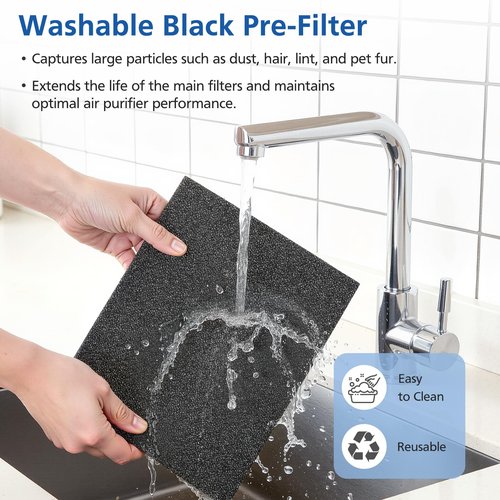 LINNIW TZ-K2 Replacement Filter Compatible with ToLife Air Purifier TZ-K2, 3-in-1 Filtration Systemwith Activated Carbon & Pre-filter, TZ-K2-A replacement filter, 2 Pack