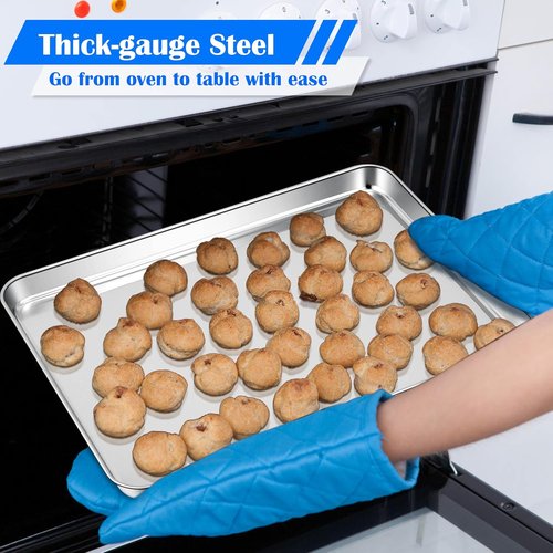 E-far Large Baking Sheet - 20”x14” Stainless Steel Cookie Pan | Non-Toxic, Rust-Free & Dishwasher Safe