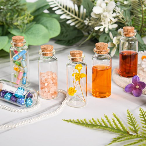 Yadream 20pcs 0.94" x2.36"Small Glass Potion Bottle,20ml Tiny Glass Vials,Mini Cork Stopper Glass Bottle for Wedding Favors, Birthday Party,DIY ART Crafts(empty bottle)