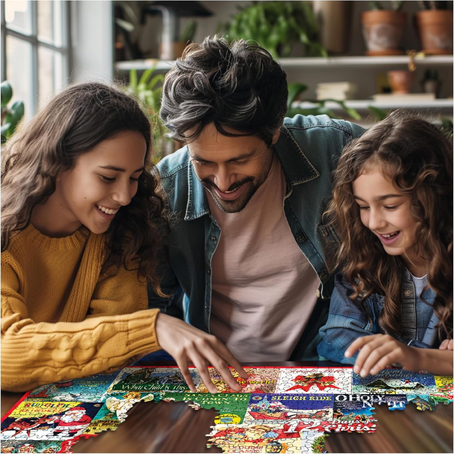 White Mountain 1000 Piece Jigsaw Puzzle - Winter Christmas Holiday Scene | Large 24"x30" Pieces