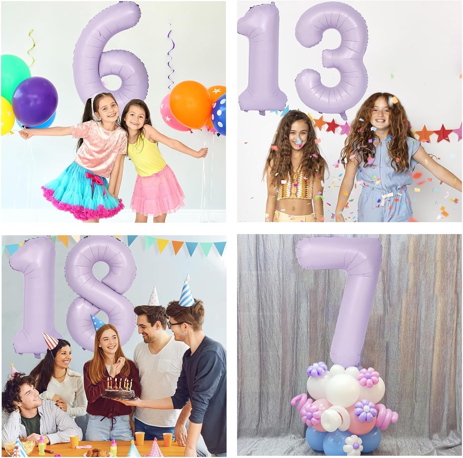 Skiennix 40-Inch Purple Number Balloon - Matte Finish Birthday & Wedding Party Decoration (Number 6)