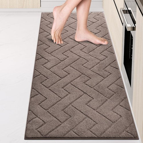 anllugs Machine Washable Kitchen Rugs 24" x 70", Non-Slip Kitchen Runner Rugs Mats for Floor, Absorbent Comfort Standing Mats for Kitchen, Sink, Laundry and Hallway, Rolled Packaging, Grayish Brown