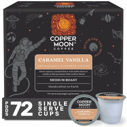 Copper Moon Coffee Pods - Caramel Vanilla Blend for Keurig K-Cup Brewers | Medium Roast, 72 Count